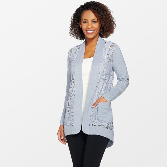 LORI GOLDSTEIN Slub Lace Cardigan - Picture 6 of 7